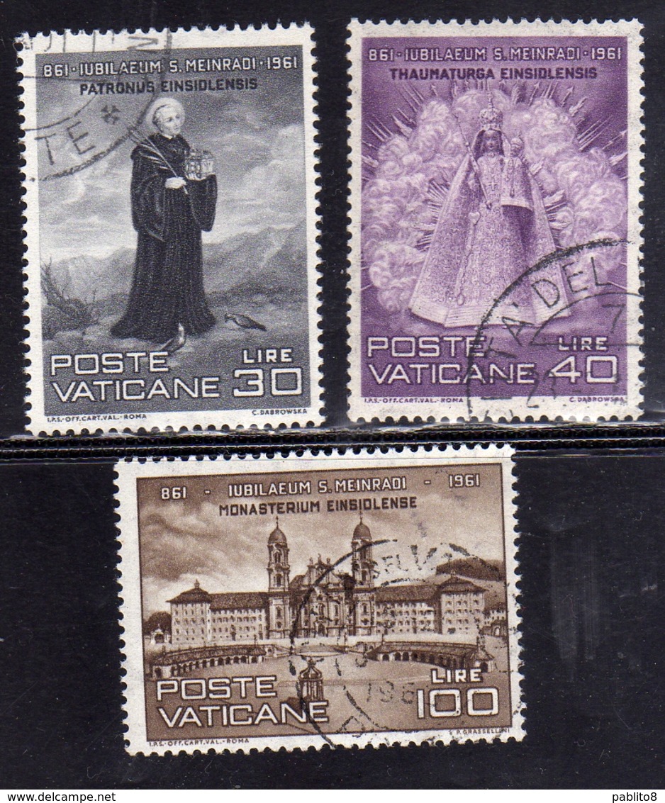 CITTÀ DEL VATICANO VATICAN VATIKAN 1961 ST. S. MEINRADO SERIE COMPLETA COMPLETE SET USATA USED OBLITERE' - Used Stamps