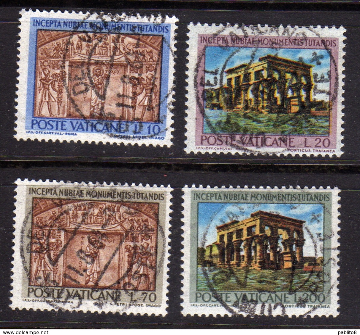 CITTÀ DEL VATICANO VATICAN VATIKAN 1964 MONUMENTI DELLA NUBIA MONUMENTS SERIE COMPLETA COMPLETE SET USATA USED OBLITERE' - Gebraucht