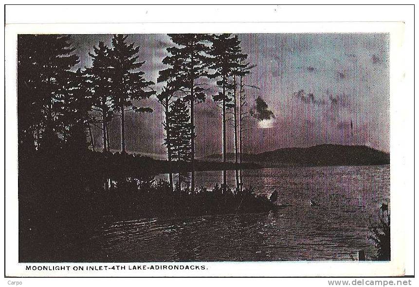 NEW-YORK (NY). - ADIRONDACKS. Moonligt On Inlet -4th Lake. - Adirondack