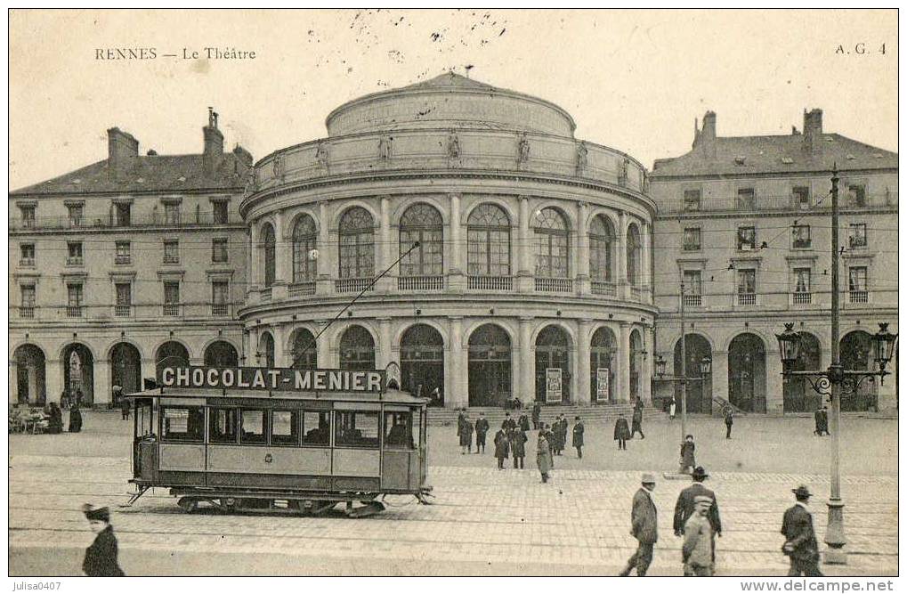 RENNES Tramway électrique Publicité Chocolat Menier - Tram