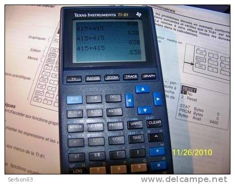 CALCULATRICE TEXAS INSTRUMENTS TI-81 REPRESENTATIONS GRAPHIQUES ZOOM ET TRACE MATRICE CALCULS STATISTIQUES - SANS PILES - Diccionarios
