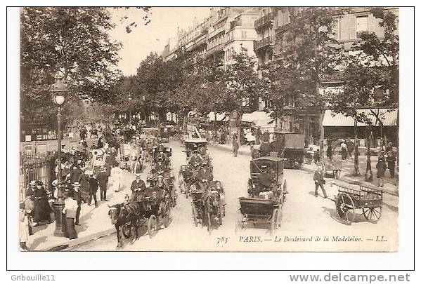 PARIS  -   ** LE BOULEVARD DE LA MADELEINE Avec FIACRES ** ( Très Animé)     -   Editeur : L. L. .   N° 783 - Nahverkehr, Oberirdisch
