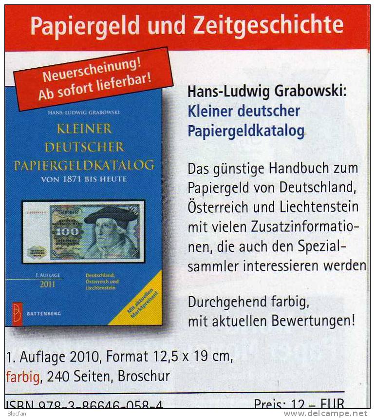 Banknoten Katalog Deutschland 2011 Neu 12&euro; Für Papiergeld Neue Auflage EURO-Banknoten Grabowski Battenberg Verlag - Finnland