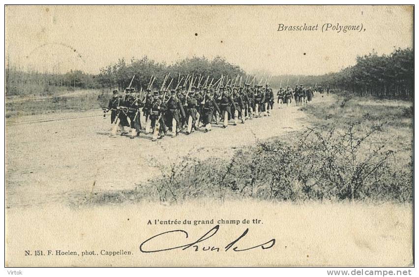 Brasschaat - Polygone: A L'entrée Du Grand Champs De Tir - Hoelen Nr 151 -  Geschreven Met Zegel 1 Cent ( Militaria ) - Brasschaat