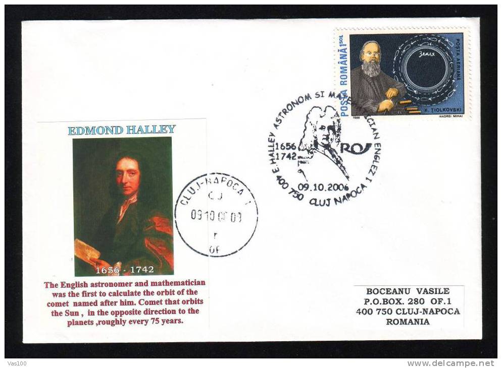 EDMOND HALLEY - ASTRONOMER & MATHEMATICIAN 1 COVER 2006  ROMANIA (B) - Astronomie