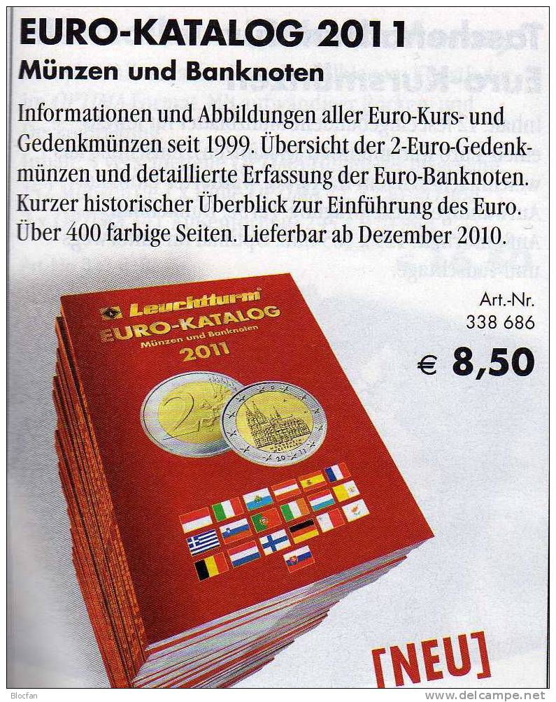 EURO Münz Katalog Deutschland 2011 Neu 9€ Für Numis-Briefe/Numisblätter Neue Auflage Mit Banknoten Catalogue Leuchtturm - Libri & Software