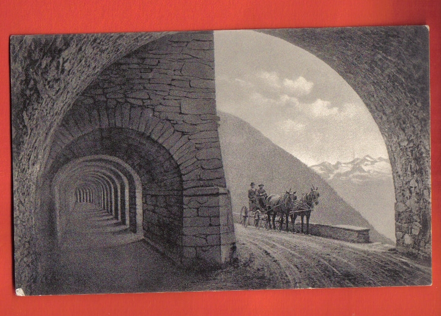 E1069 Simplon, Galerie D'hiver,Calèche,attelage,ANIME.Cachet Gondo 1923 Vers Orbe. Photoglob 429 - Simplon