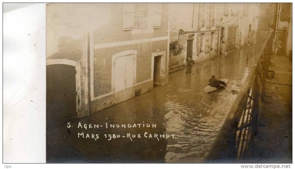 CPA - 47 - AGEN - Carte-Photo INONDATION Mars 1930 ,  Rue Carnot -  053 - Agen