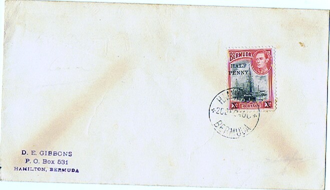 1938  George VI Pictorials  Overprinted «Half Penny» Sc 129  FDC - Bermuda