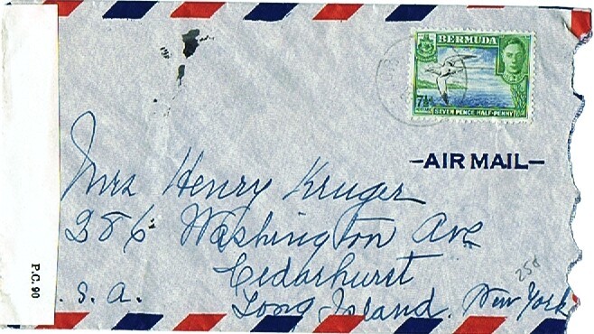 WWII Letter Bermuda To USA Censored  Sc 121D - Bermudas