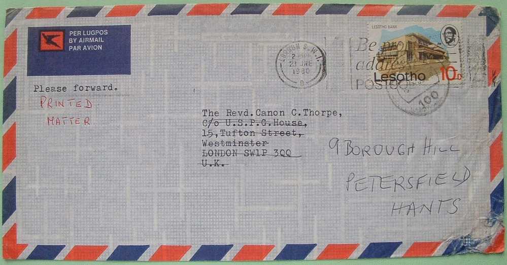 Lesotho 1980 Cover To England UK -  Lesotho Bank - Finance - Lesotho (1966-...)