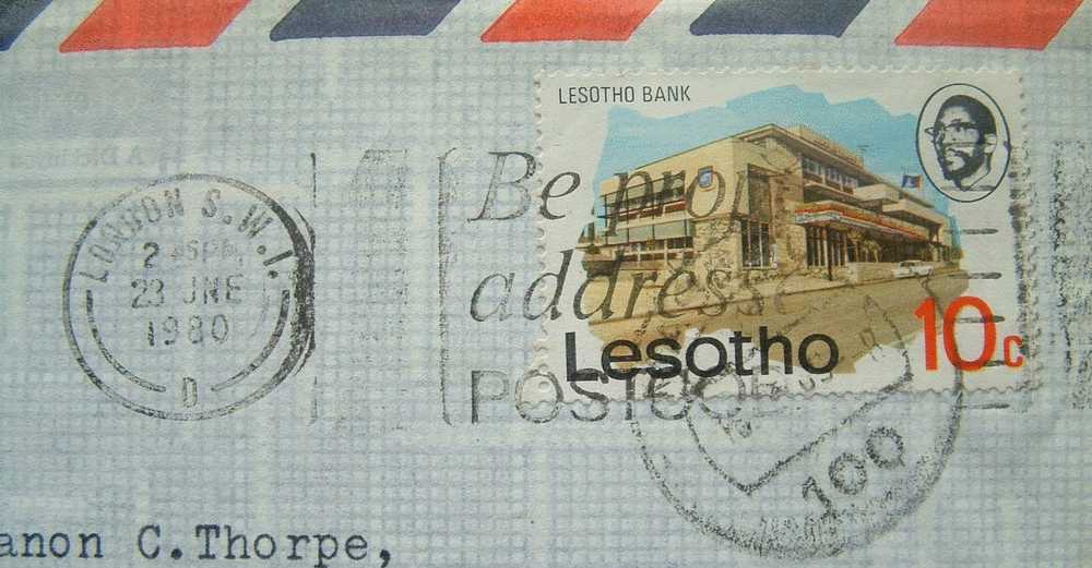 Lesotho 1980 Cover To England UK -  Lesotho Bank - Finance - Lesotho (1966-...)