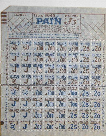 Ticket De Rationnement - PAIN  J3  Titre  3049 - Documents