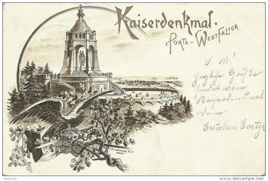 AK Porta Westfalica Kaiserdenkmal Künstlerlitho Loew 1897 #04 - Porta Westfalica