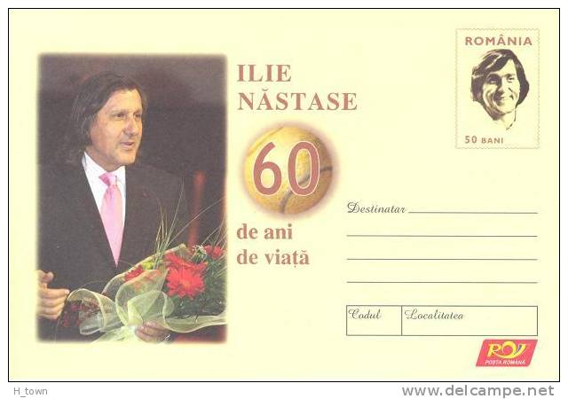 Ilie Nastase:entier Postal (enveloppe), Roumanie 2006  –  Tennis Champion Postal Stationery Cover, Romania - Tennis