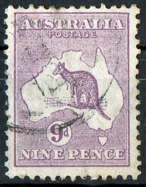 Australia 1915 9d Violet Kangaroo 3rd Watermark (Wmk 10) Used - Actual Stamp - Circular Cancel - SG39 - Oblitérés