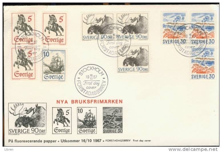 SWEDEN, SUEDE 1967 FDC YV 574-577 + PAIRS. ANIMAL, ANIMAUX, TIEREN, DIEREN. BLANC. - FDC