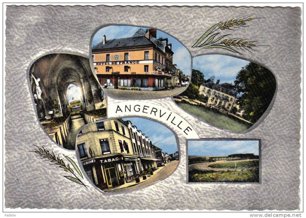 Carte Postale 91. Angerville   Hotel De France   Café-tabac Intérieur De L'église  Trés Beau Plan - Angerville