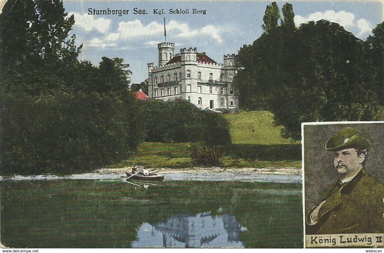 AK Berg Starnberger See König Ludwig II. Color ~1922 Infla #03 - Starnberg