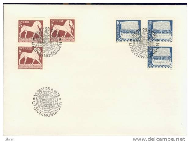 SWEDEN, SUEDE 1973 FDC YV 778-779 GOTLAND SCULPTURES. BLANC. - FDC