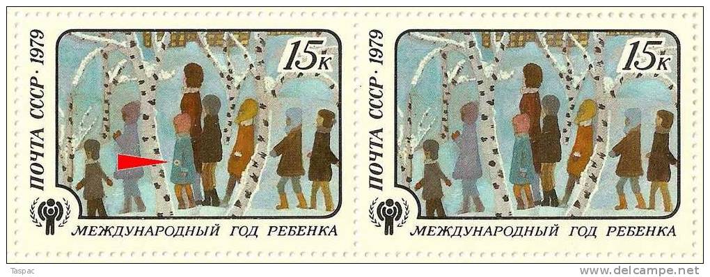 Russia 1979 Mi# 4881 Sheet With Plate Errors Pos. 4 And 19 - On The Excursion - Errors & Oddities