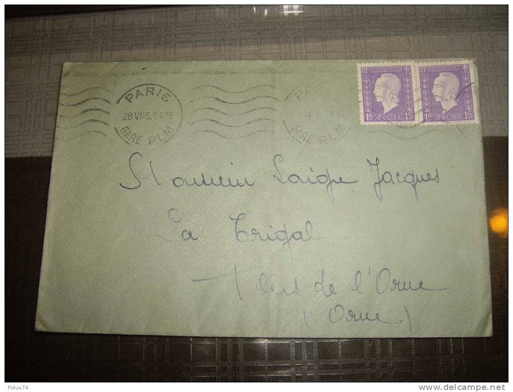 FRANCE Lettre - 28-6-1945 -paris Gare PLM-tarif 2 Francs - Aushilfsstempel