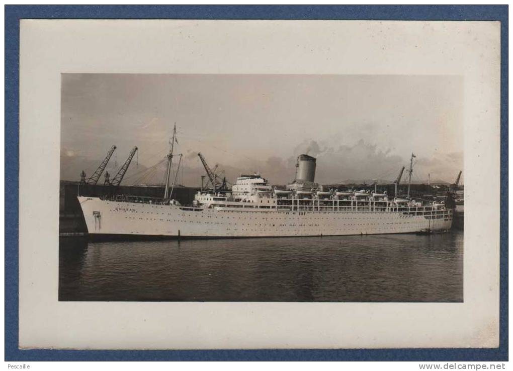 PHOTOGRAPHIE ORIGINALE DU PAQUEBOT CHUSAN - P&O LINE OCEAN LINER - 13 X 9 Cm - Barche