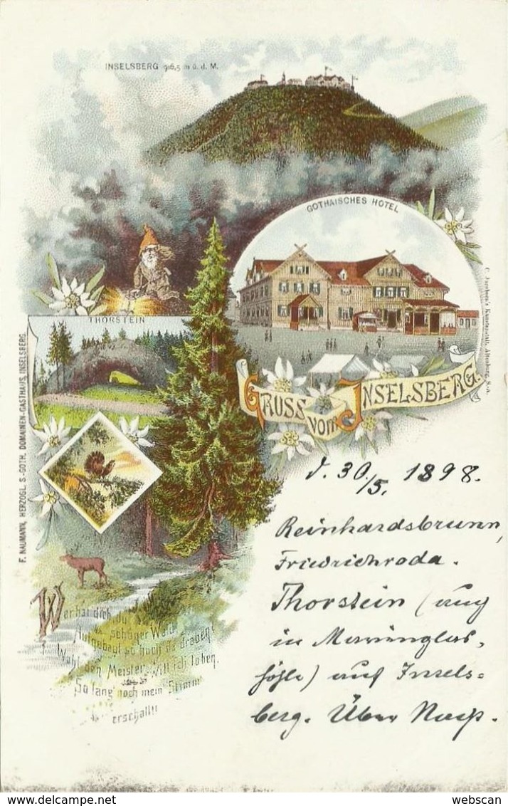 AK Tabarz Inselsberg Mehrbild-Farblitho 1898 #13 - Tabarz