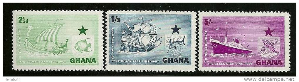 Ghana    Viking Ships    Set  SC# 14-16 MNH** - Ghana (1957-...)