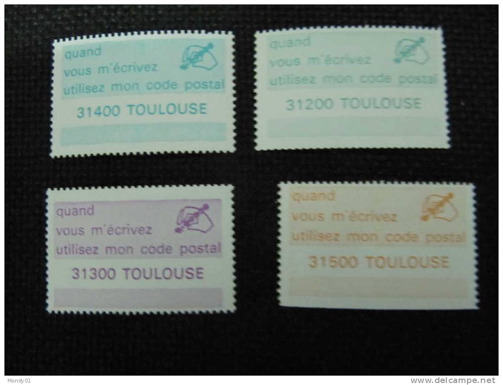 2-844 Label Vignette Rare Lot Vignette Code Postal Cod Toulouse La Poste France Tri Automatique Courrier - Postcode