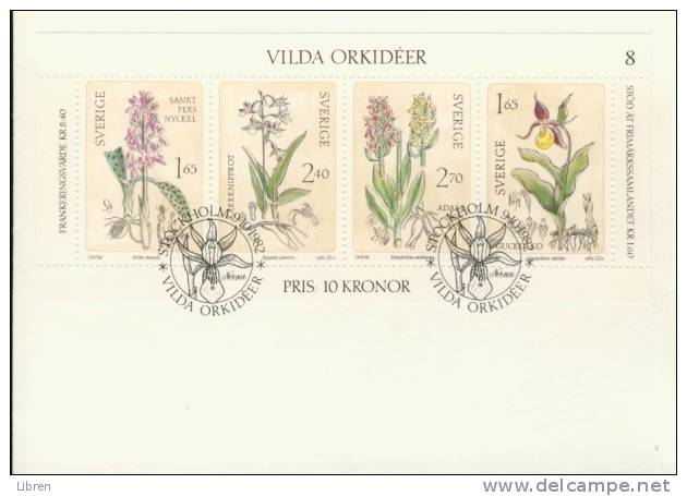 SWEDEN, SUEDE 1982 FDC YV M/S, BLOCK 10 ORCHIDS, BLUMEN, FLORES, FLEURIS, FLOWERS, BLOEMEN. BLANC. - FDC