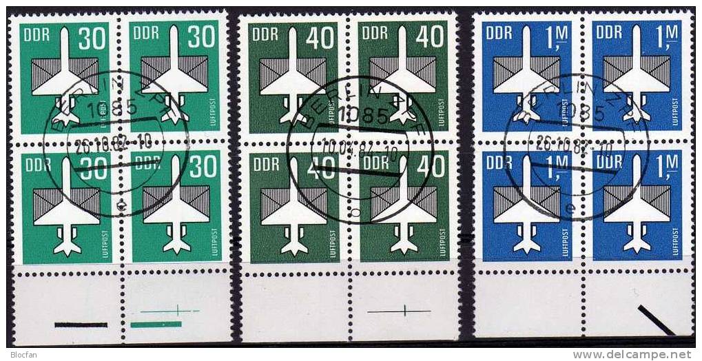 Luftpost - Serie 1982 DDR 2751/3 Plus 4-Block O 5€ Stilisiertes Flugzeug Mit Brief - Altri (Aria)