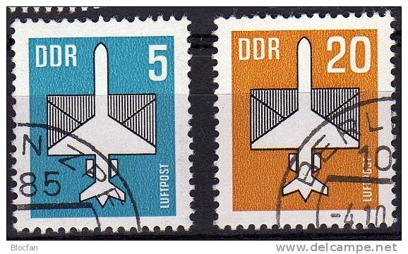 Luftpost-Serie 1982 DDR 2831/2 Plus 4-Block O 2€ Stilisiertes Flugzeug Mit Brief - Sonstige (Luft)