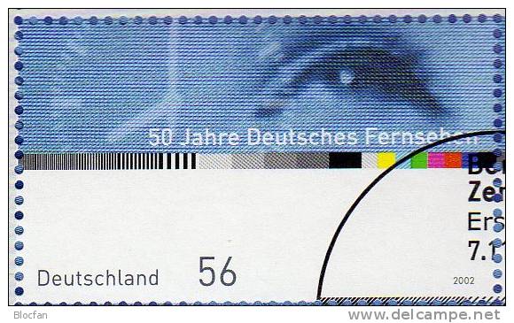 Jubiläum 50 Jahre Fernsehen Deutschland Numisblatt 5/2002+ 2288 10-KB SST 40€ Menschen-Auge Bf Document Sheet Of Germany - Commemorations