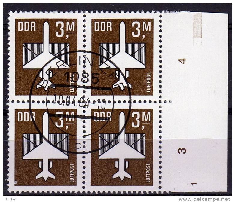 Luftpost-Serie 1984 DDR 2868 Plus 4-Block O 10€ Stilisiertes Flugzeug Mit Brief - Sonstige (Luft)