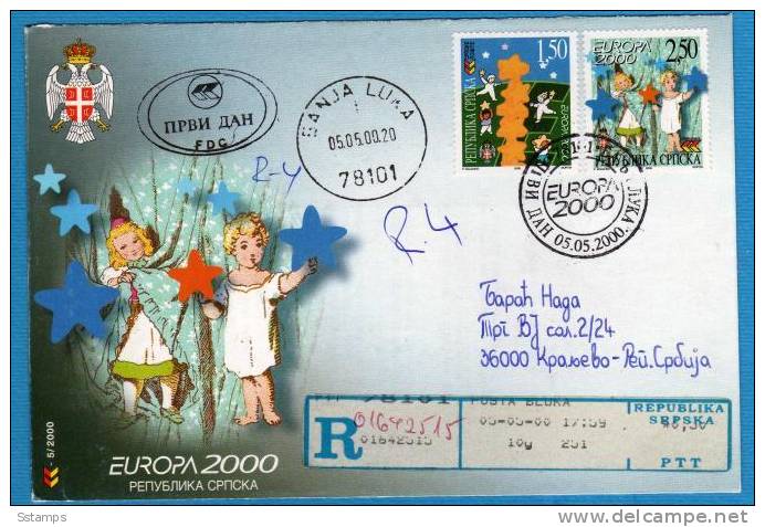 U-P2  BOSNIA SERBA 2000 EUROPA CEPT  SERBISCHE REPUBLIK   RRR CHILDREN  FDC  RRR - 2000