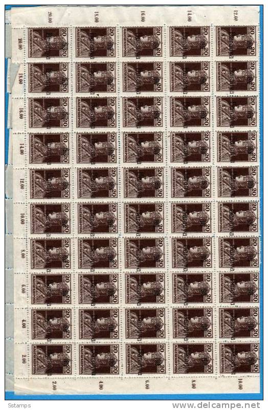 1919 BARANYA  JUGOSLAVIA SERBIA  UNGARN  OCCUPAZIONE BESETZUNG SHEET 100-STAMPS- THE STUDY OF OVERPRINT TYPS - Baranya