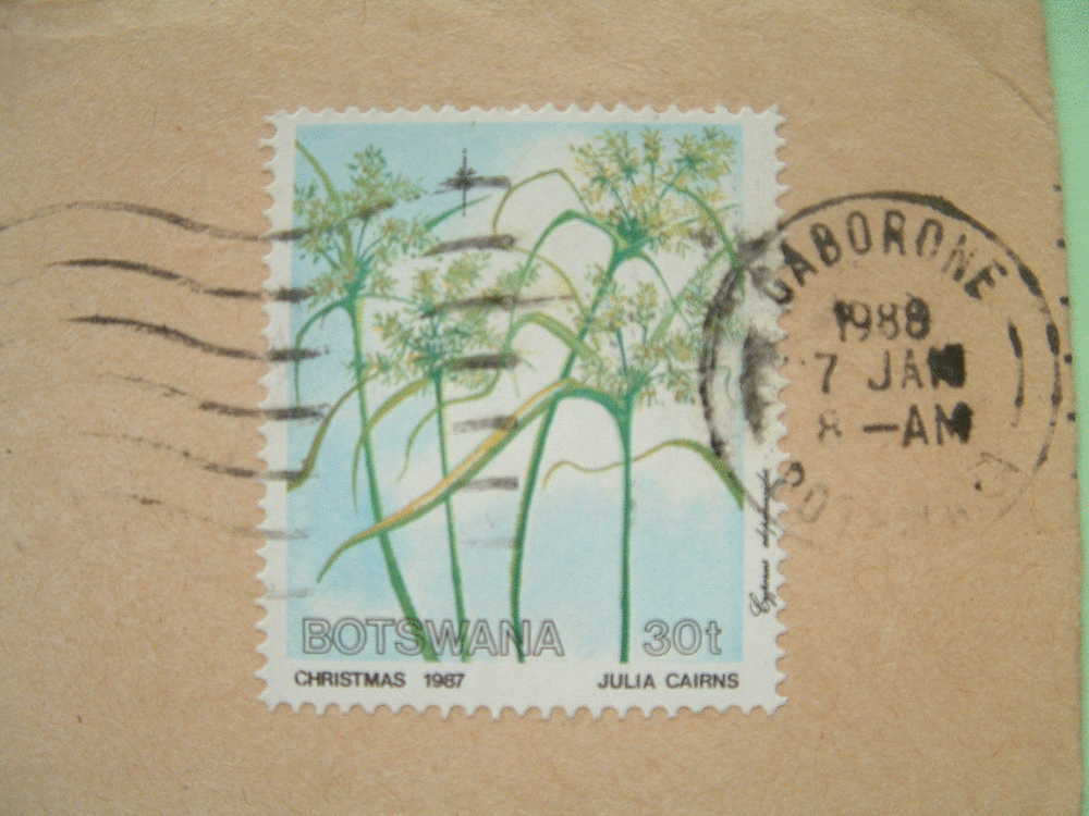 Botswana 1988 Cover To Switzerland - Aquatic Flowers Of Swamp Cyperus - Botswana (1966-...)