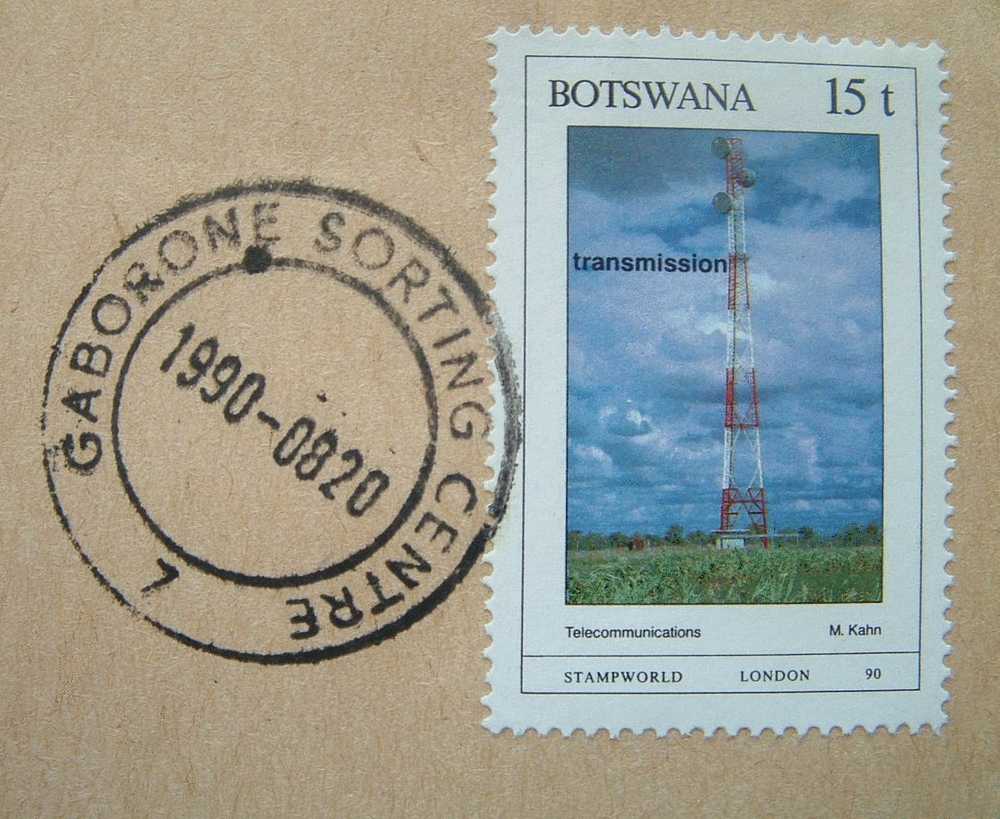 Botswana 1990 Cover Local - Transmission Telecomunications - Stampworld London - Botswana (1966-...)