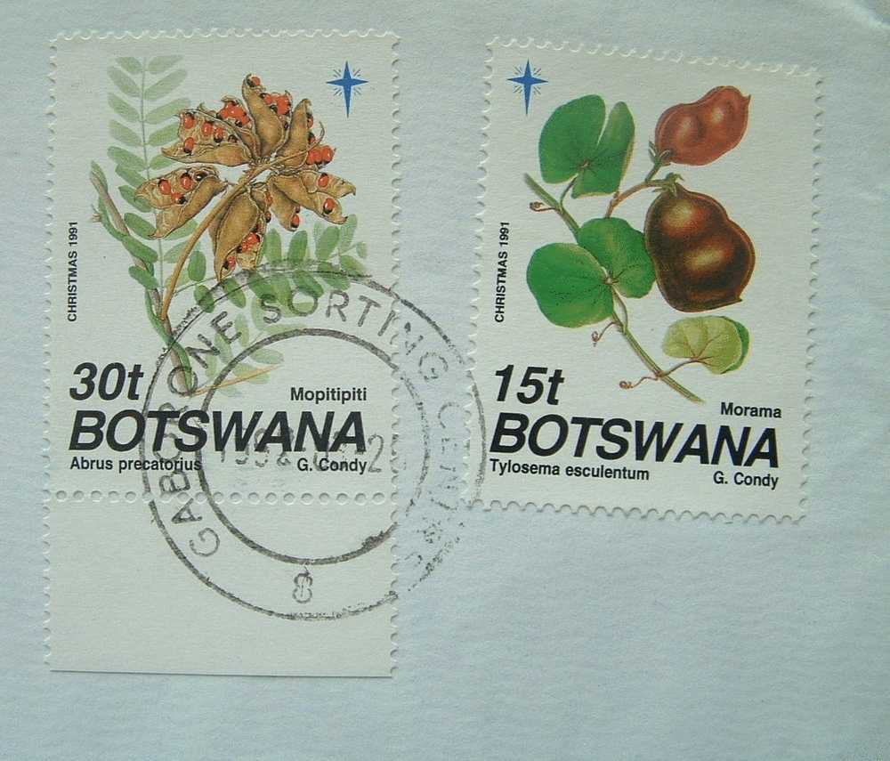 Botswana 1992 Cover To Hong Kong - Christmas - Flower Seeds - Botswana (1966-...)