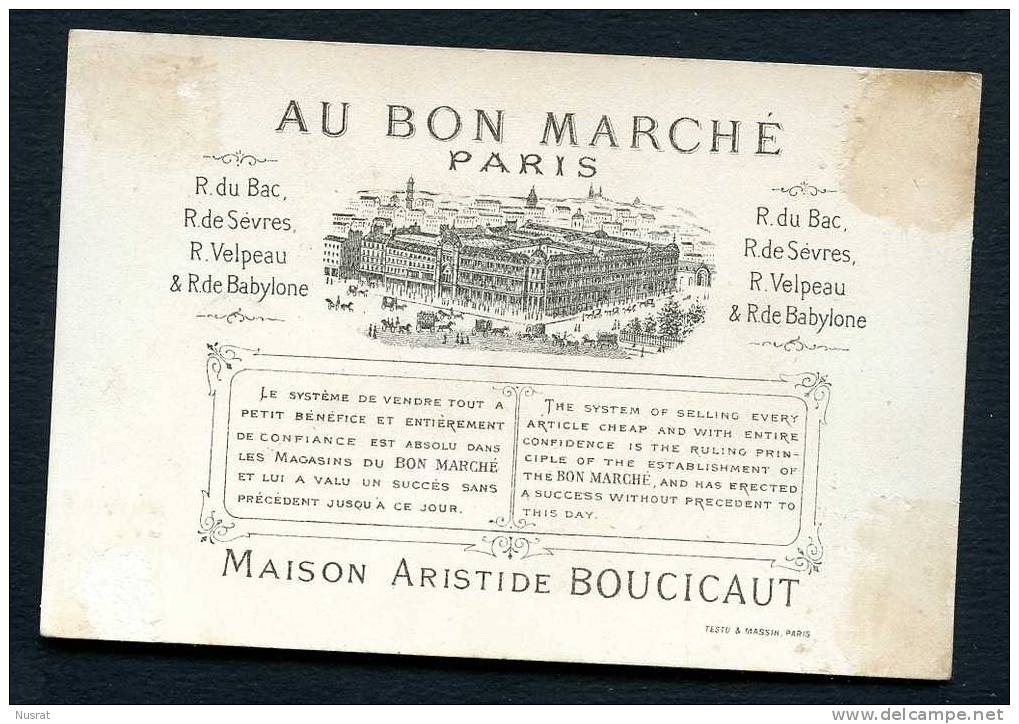 Jolie Chromo Dorée Au Bon Marché Lith. Testu & Massin, Pierrots Et Le Maitre D´école, Leçon Turbulente - Au Bon Marché