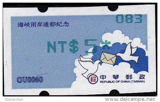Taiwan ATM Frama 2008 Launch Of Cross-strait Mail Links - NT$5,Green Imprint- Bird Dove - Unused Stamps