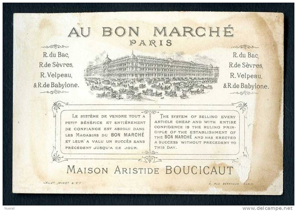 Jolie Chromo Dorée Au Bon Marché Lith. Vallet Minot  Thème Chez Les Sauvages, Le Naufrage - Au Bon Marché