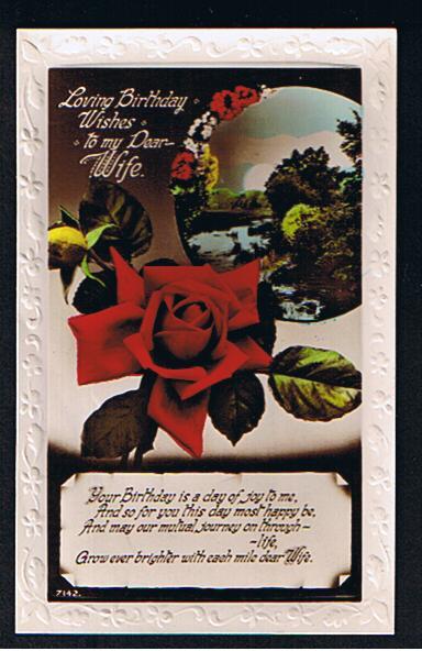 RB 634 - Early Greetings Postcard "To My Dear Wife" Roses Flower Theme - Greetings From...