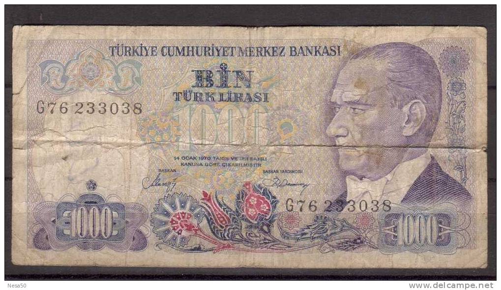 Turkije 1000 L 1970   Gebruikt - Türkei