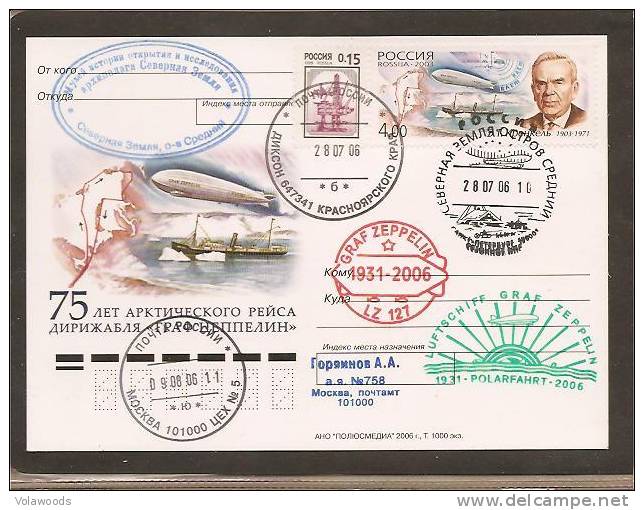 Russia - Cartolina Commemorativa Del 75°anniversario Del Passaggio Dello Zeppelin Sull´Antartico -Rara! - Zeppeline