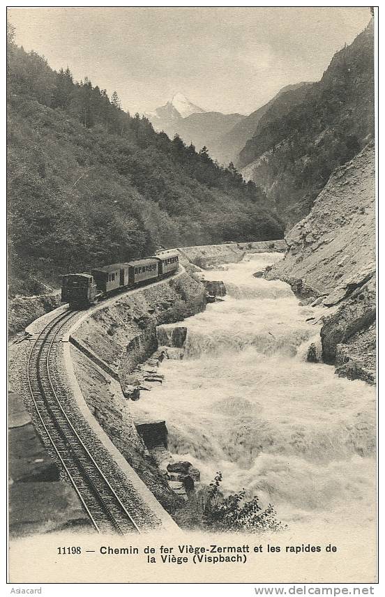 11198 Chemin De Fer Viege Zermatt Rapides Vispbach Train - Viège