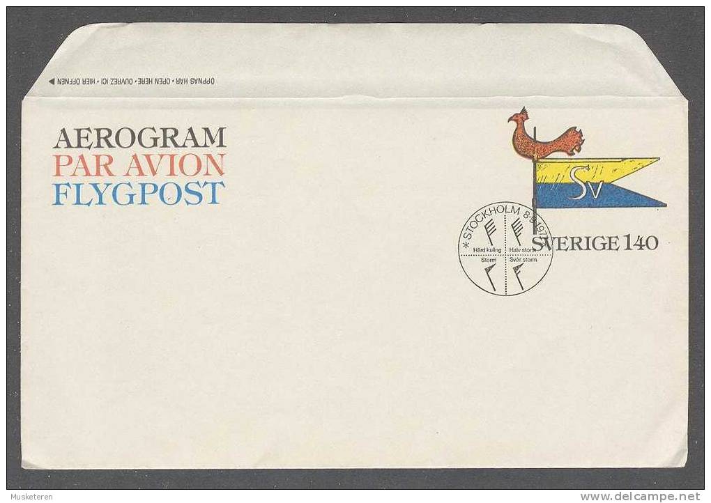 Sweden Postal Stationery Ganzsache Aerogramme Par Avion Flygpost Stockholm 1977 Sailing Flags - Lettres & Documents