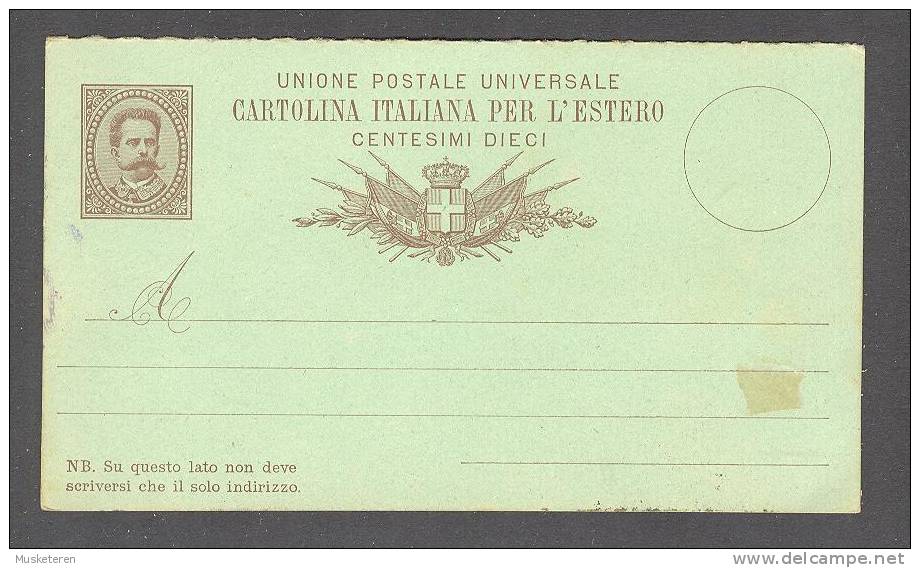 Italy Postal Stationery Ganzsache Intero Centesimi Dieci 10 Cmi Umberto I. - Stamped Stationery