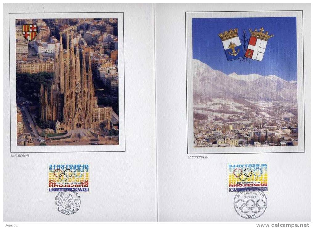 Feuillet JO Albertville Barcelone Avec Timbres Français Et Espagnol - GFD 4 - Zomer 1992: Barcelona